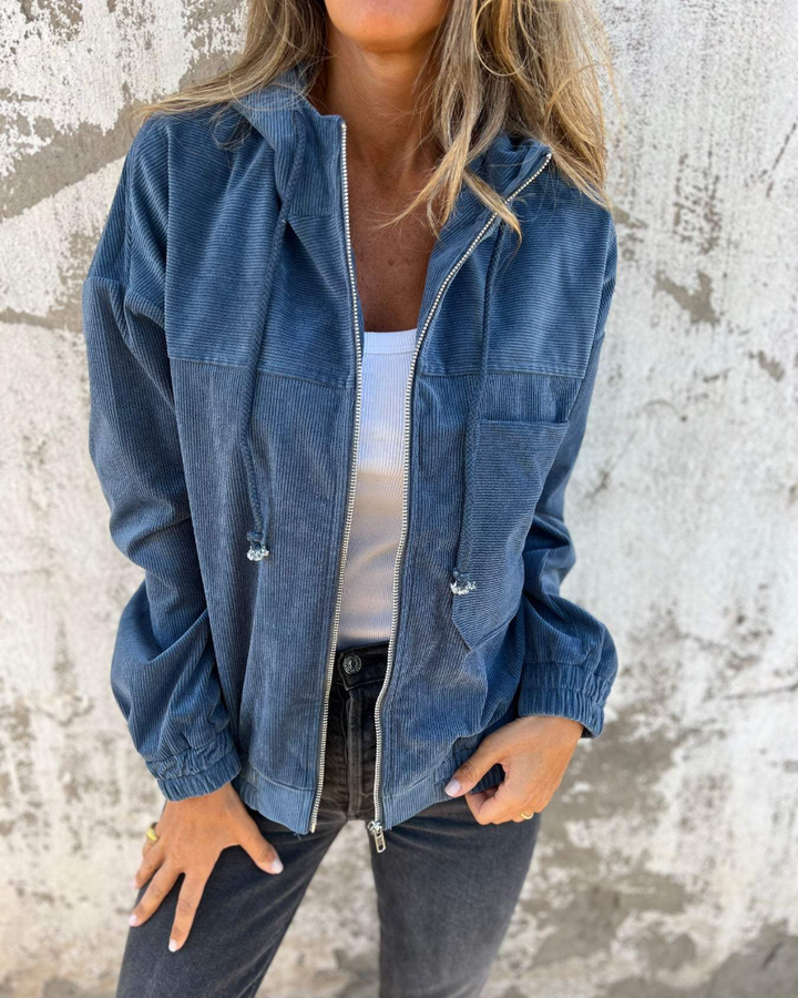 Cordélune – Veste Femme en Velours Côtelé à Capuche