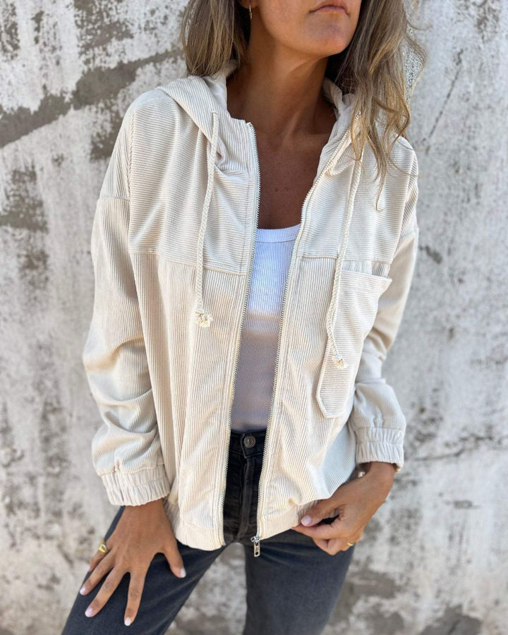 Cordélune – Veste Femme en Velours Côtelé à Capuche