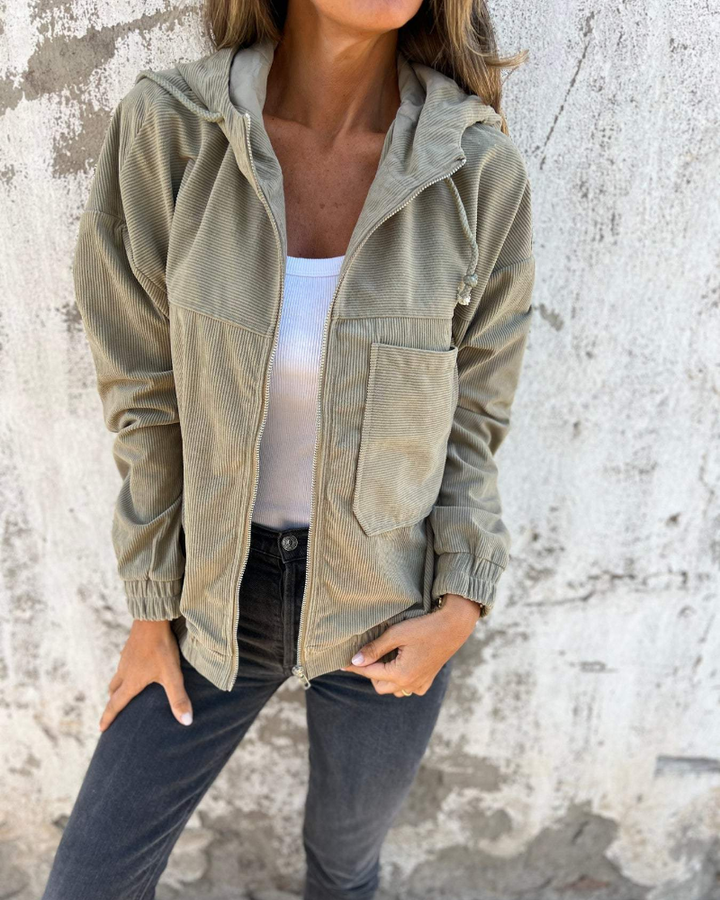 Cordélune – Veste Femme en Velours Côtelé à Capuche