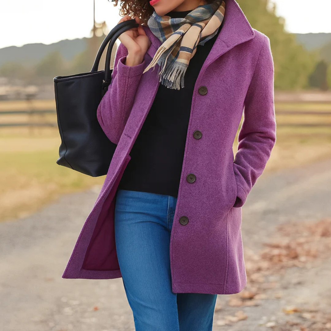 Jill | Manteau classique en laine avec écharpe
