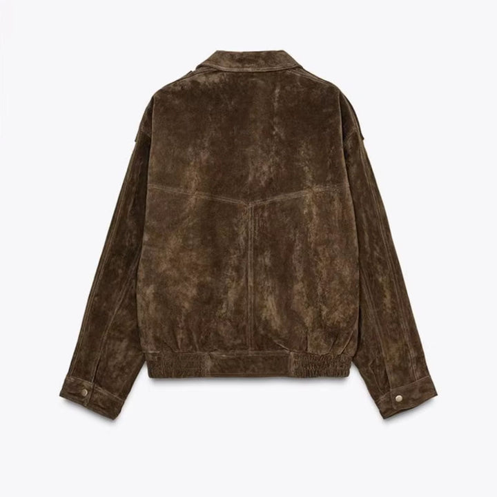 Vaudoré – Veste Femme Oversize Effet Suédé