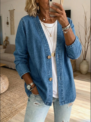 Denivelle – Veste Cardigan Femme Denim Décontracté Boutonné Style Moderne