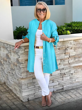Cotonelle – Veste Chemise Longue Femme en Coton Boutonnée Élégante