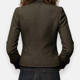 Veloutéra – Veste en Tweed pour Femme avec Bordure en Velours