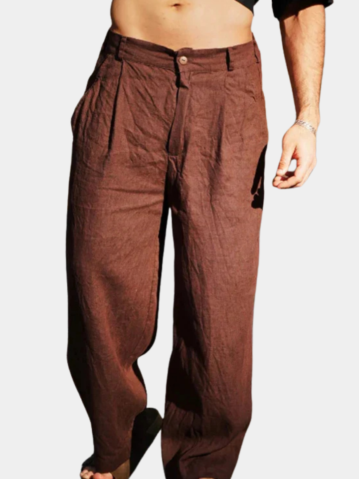 ALVÉRIO – Pantalon en Lin à Jambes Larges
