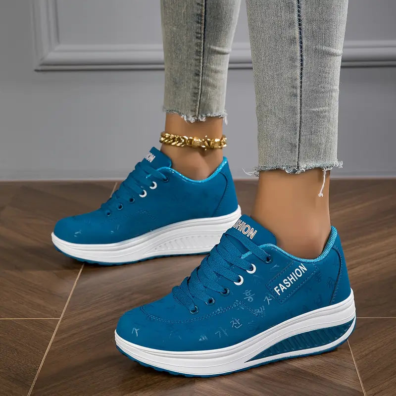 Compensélia – Baskets Femme à Semelle Compensée en Cuir Synthétique