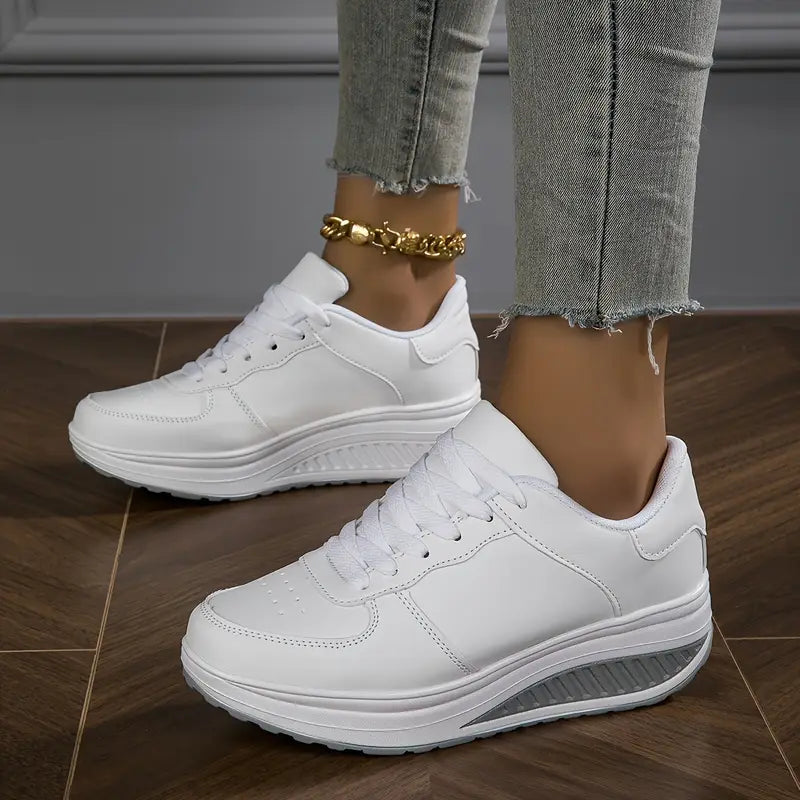 Compensélia – Baskets Femme à Semelle Compensée en Cuir Synthétique