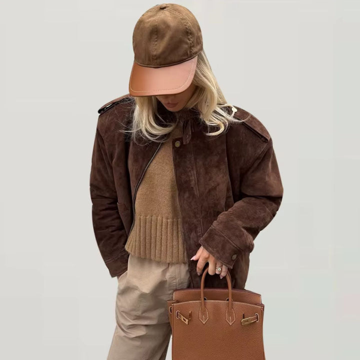 Vaudoré – Veste Femme Oversize Effet Suédé