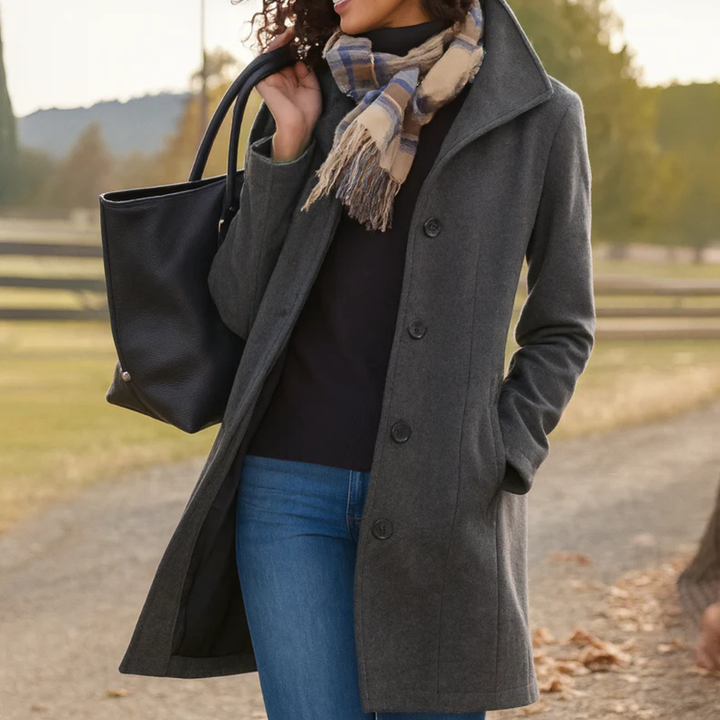 Jill | Manteau classique en laine avec écharpe