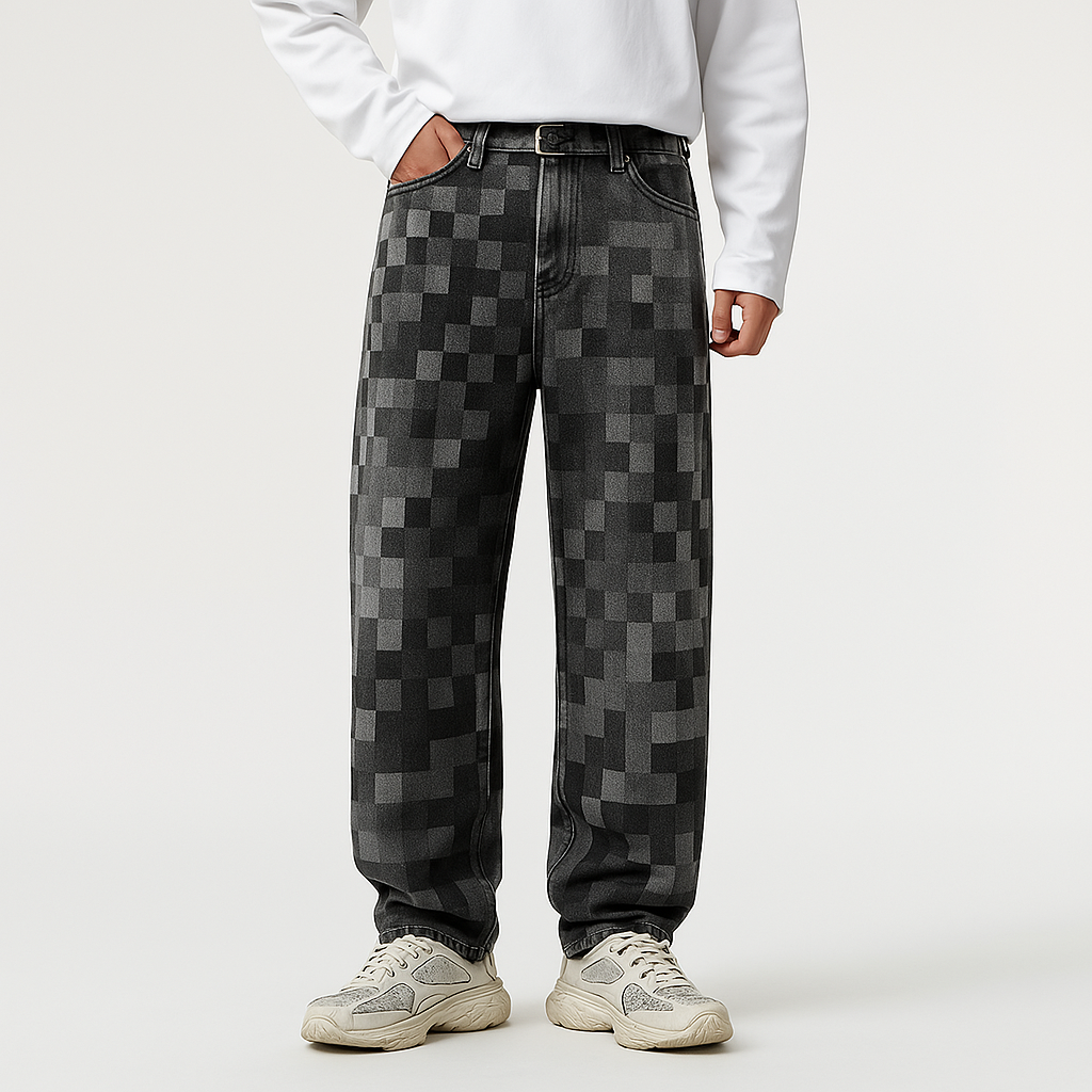 Pixelor – Jean en Denim Effet Pixel pour Homme