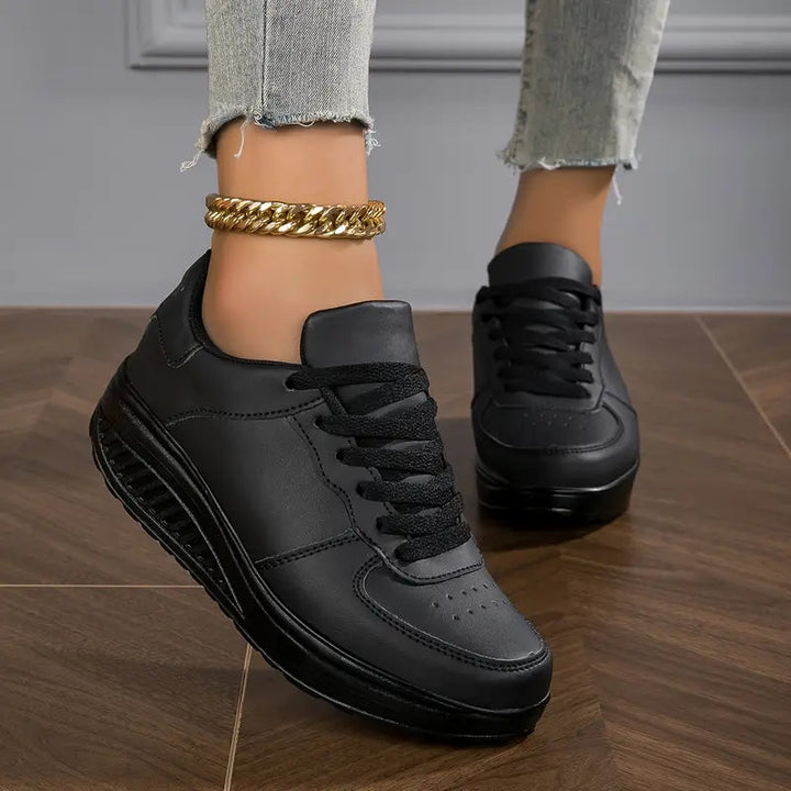 Compensélia – Baskets Femme à Semelle Compensée en Cuir Synthétique