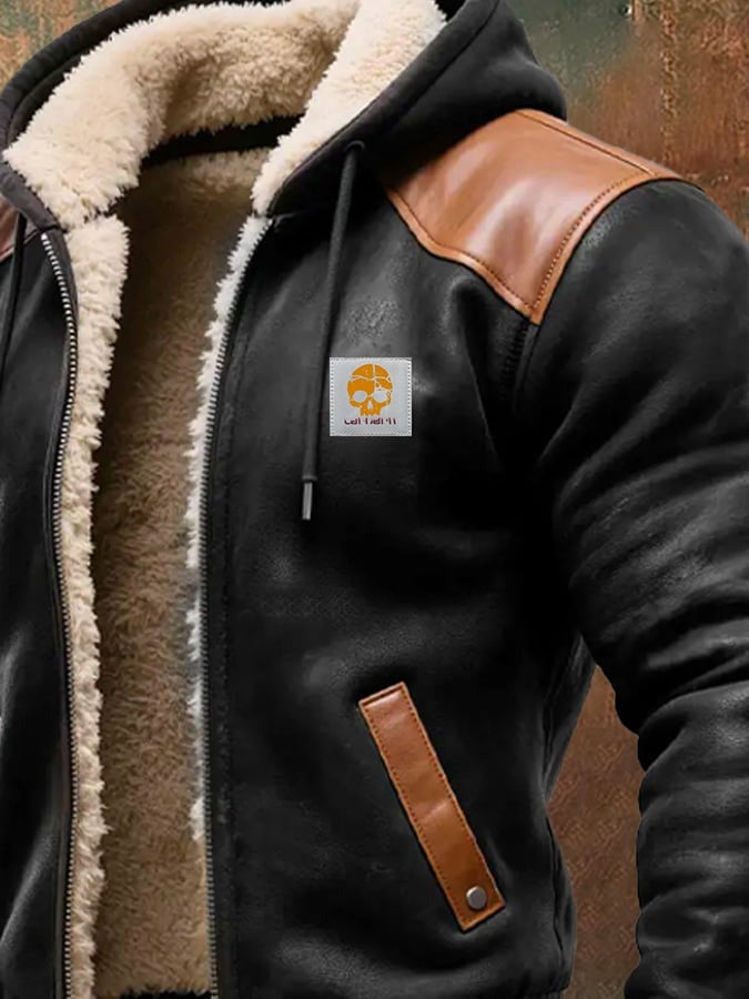 Capuvel – Veste Vintage en Daim avec Capuche