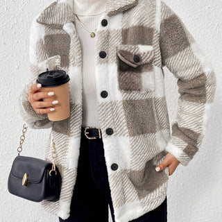Carélune – Veste d’Hiver en Peluche à Carreaux Chaude et Confortable