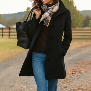 Jill | Manteau classique en laine avec écharpe