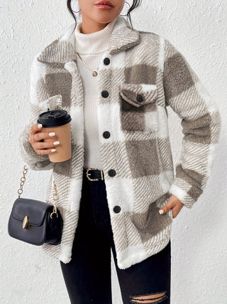 Carélune – Veste d’Hiver en Peluche à Carreaux Chaude et Confortable