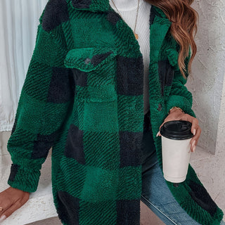 Carélune – Veste d’Hiver en Peluche à Carreaux Chaude et Confortable