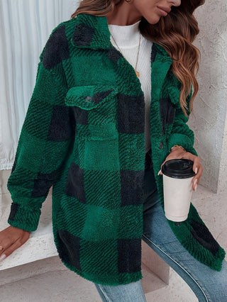 Carélune – Veste d’Hiver en Peluche à Carreaux Chaude et Confortable