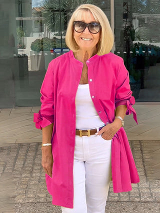 Cotonelle – Veste Chemise Longue Femme en Coton Boutonnée Élégante