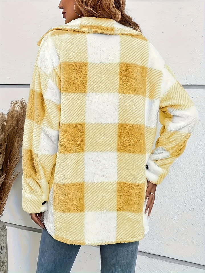 Carélune – Veste d’Hiver en Peluche à Carreaux Chaude et Confortable