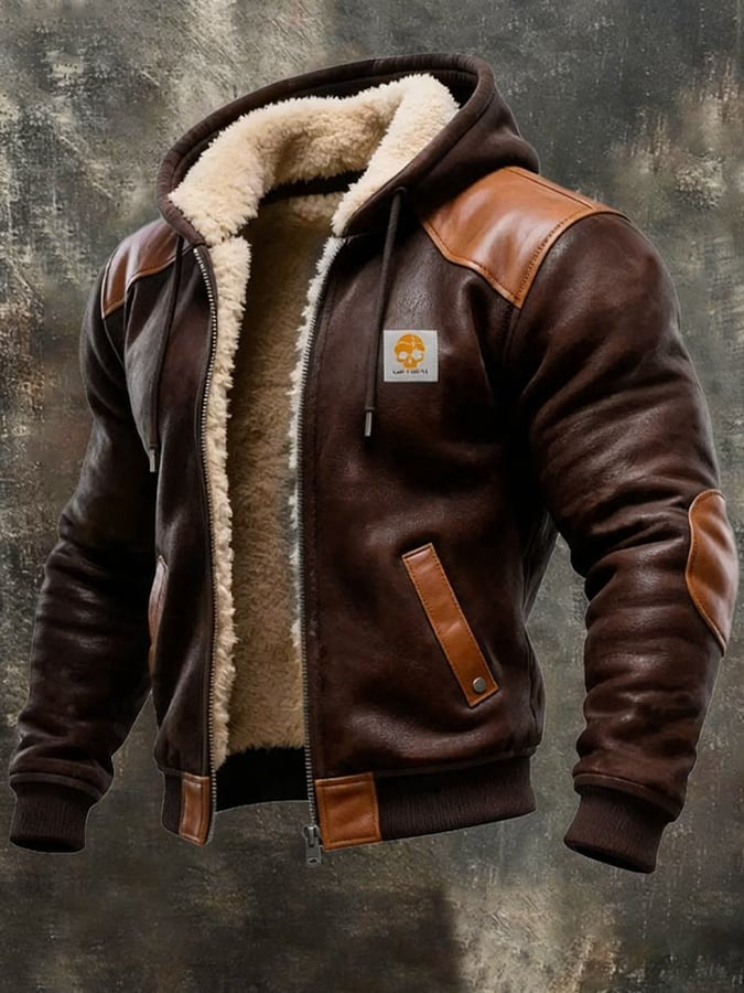 Capuvel – Veste Vintage en Daim avec Capuche