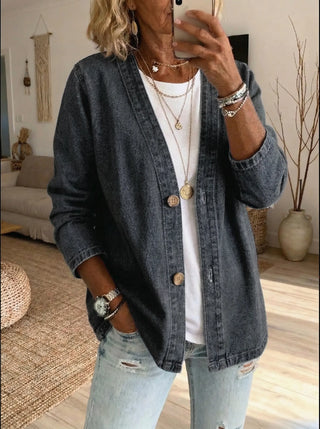 Denivelle – Veste Cardigan Femme Denim Décontracté Boutonné Style Moderne
