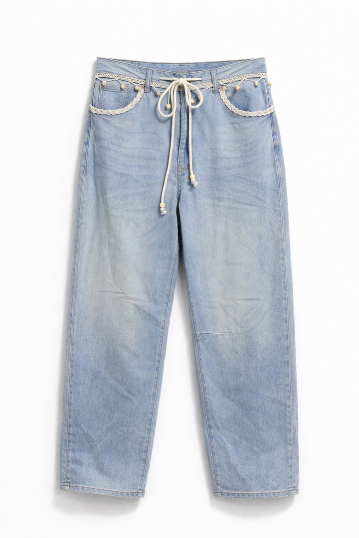 Bohémelle – Jean Femme Style Boho à Détails Crochet