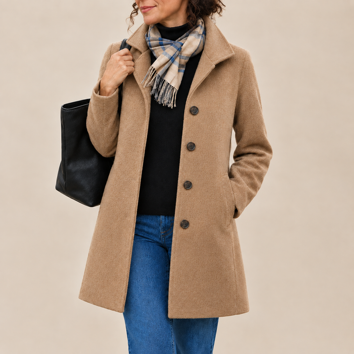 Jill | Manteau classique en laine avec écharpe