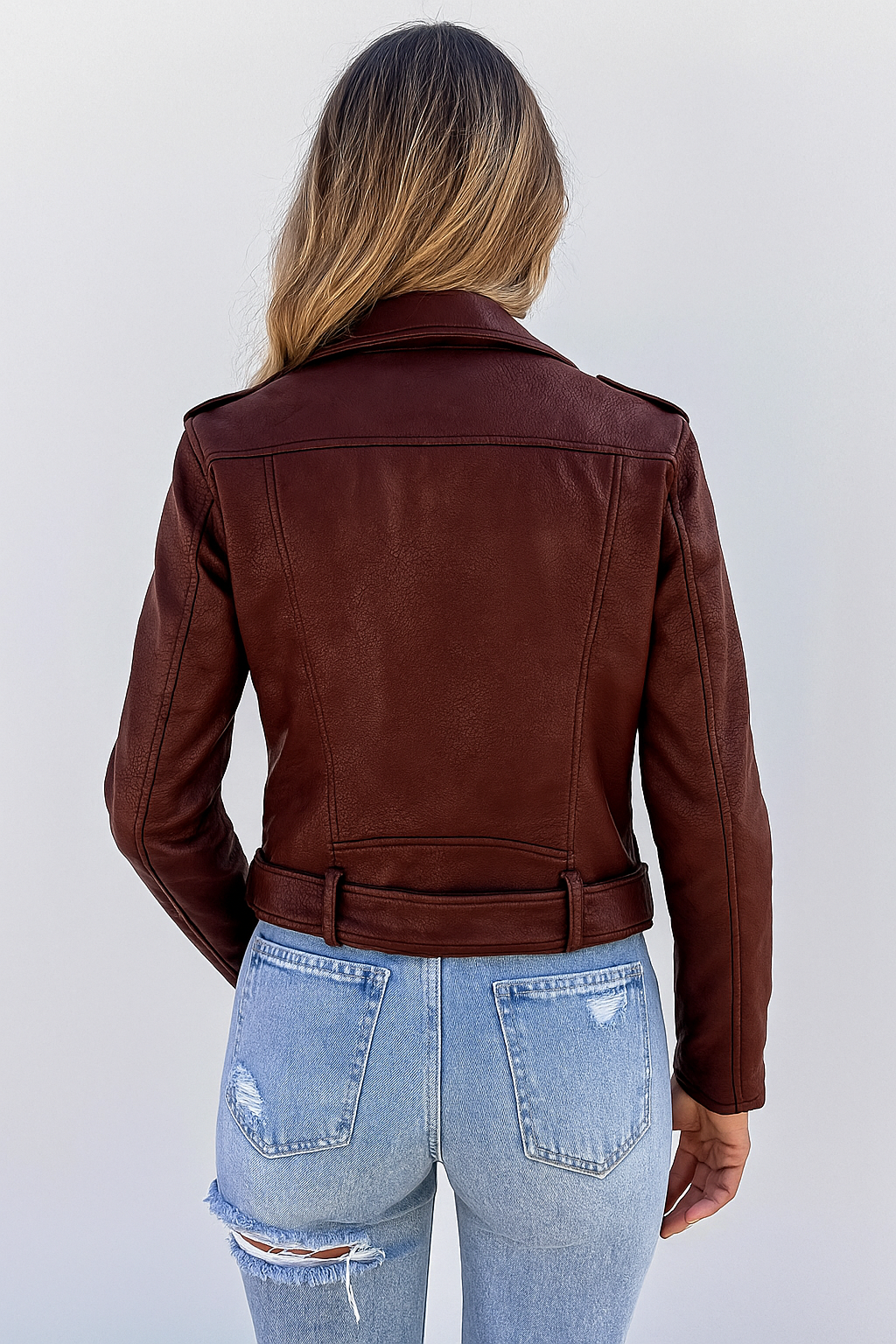Sérévane – Veste Biker Femme en Similicuir à Fermeture Asymétrique