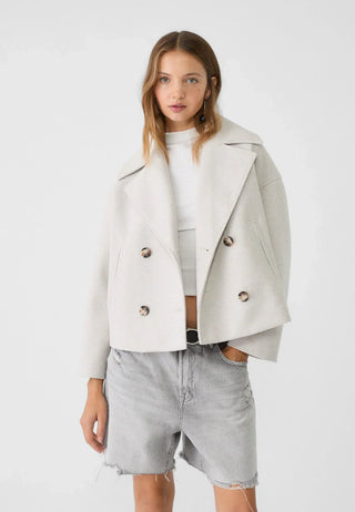 Élovance – Veste Courte Femme Double Boutonnage Coupe Moderne Élégante Mi-Saison