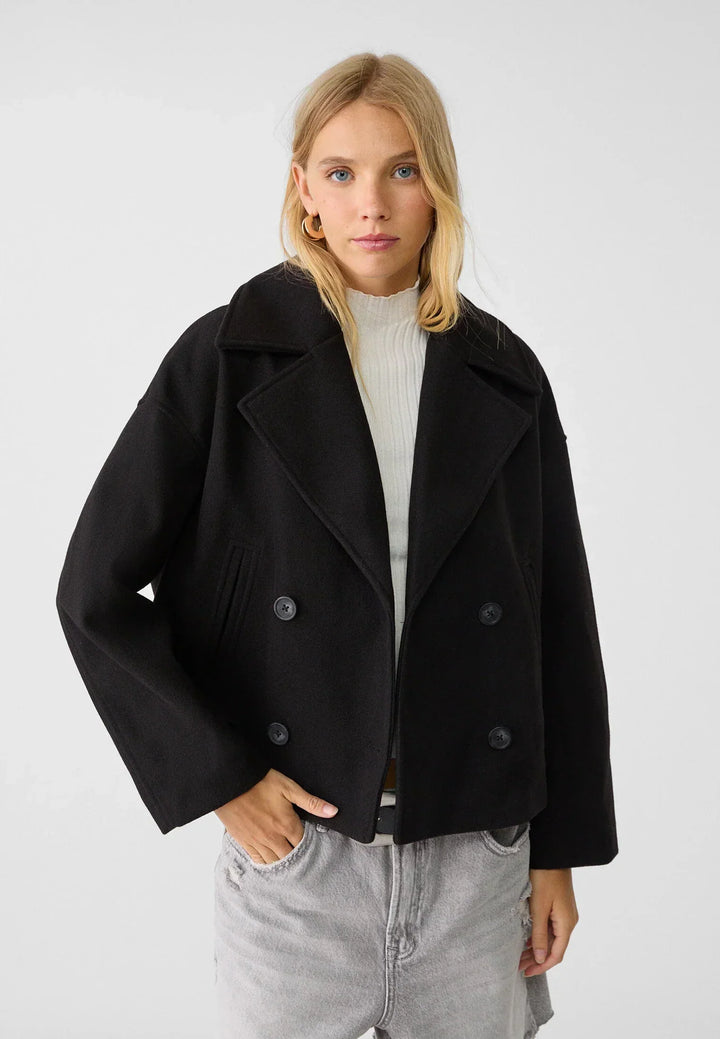 Élovance – Veste Courte Femme Double Boutonnage Coupe Moderne Élégante Mi-Saison