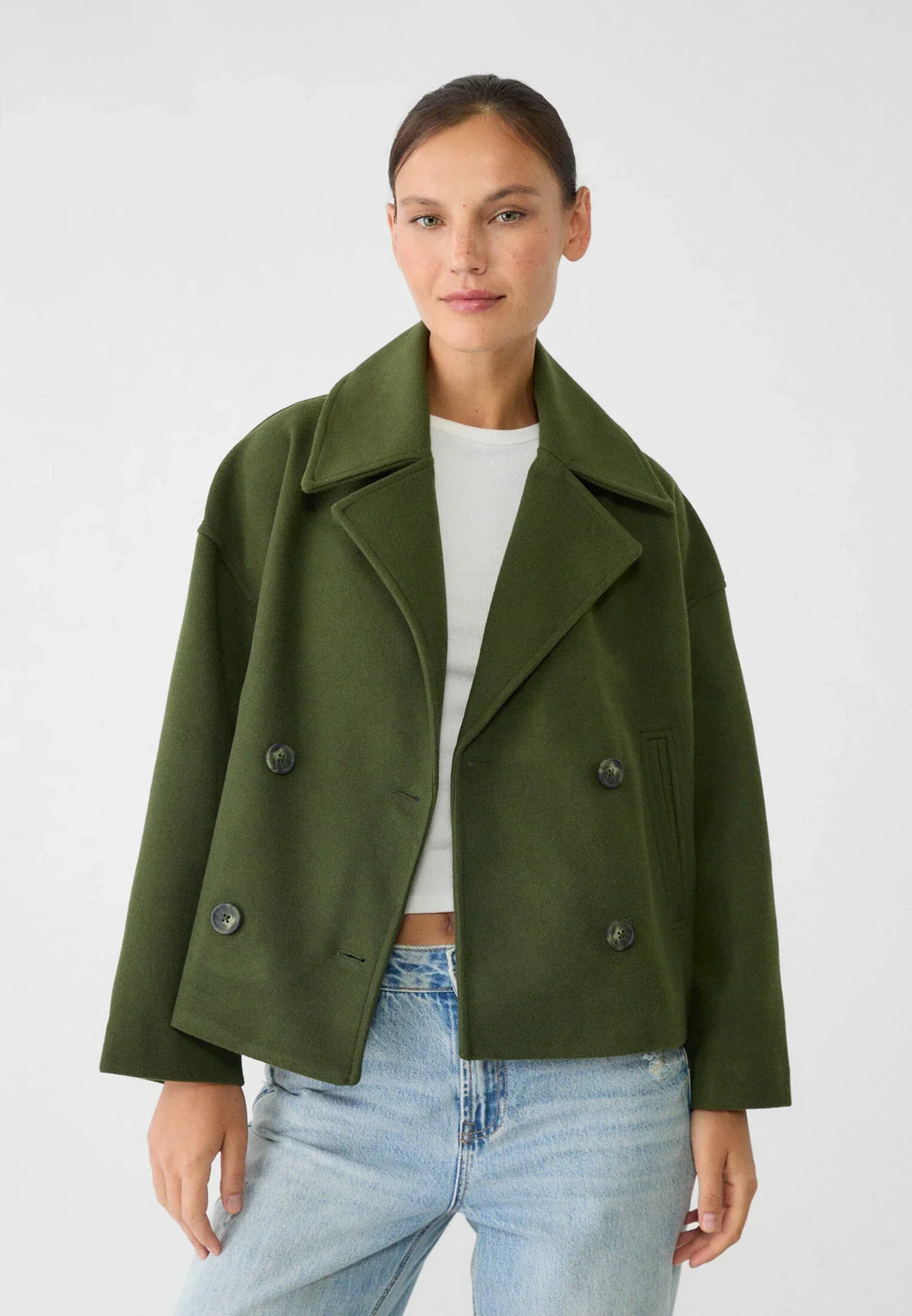 Élovance – Veste Courte Femme Double Boutonnage Coupe Moderne Élégante Mi-Saison