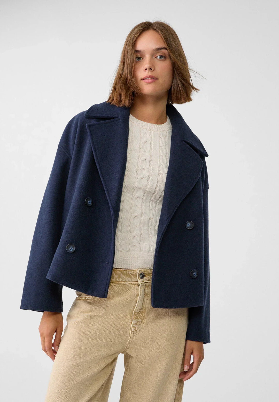 Élovance – Veste Courte Femme Double Boutonnage Coupe Moderne Élégante Mi-Saison