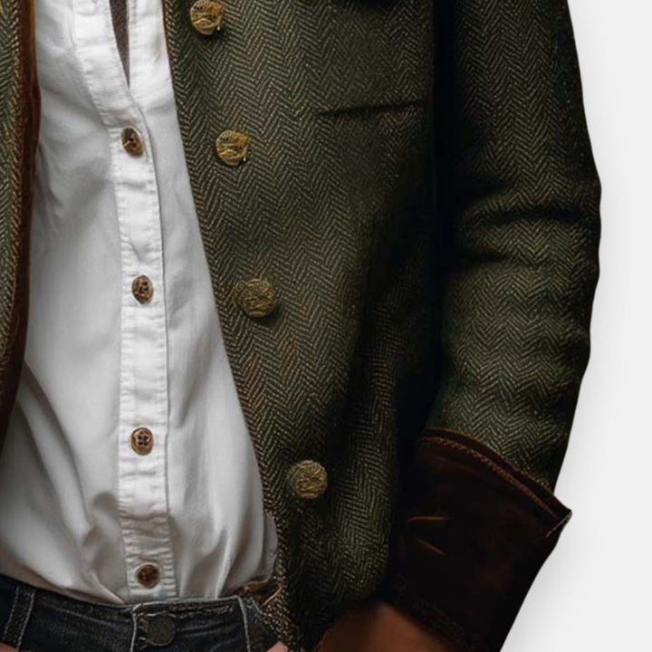 Veloutéra – Veste en Tweed pour Femme avec Bordure en Velours