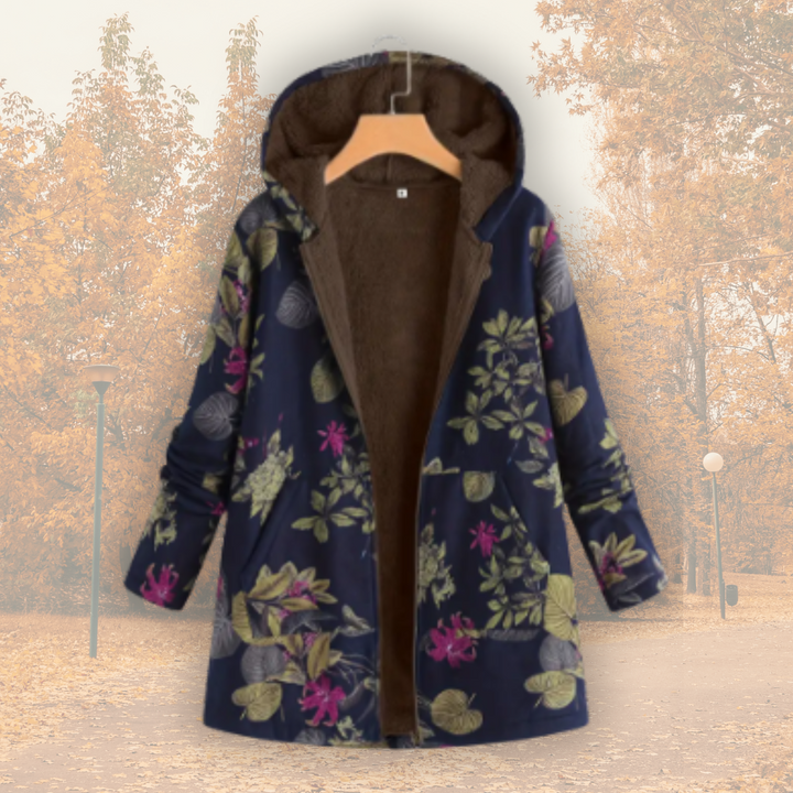 Florélia – Veste Femme Doublée Polaire à Capuche Imprimé Floral