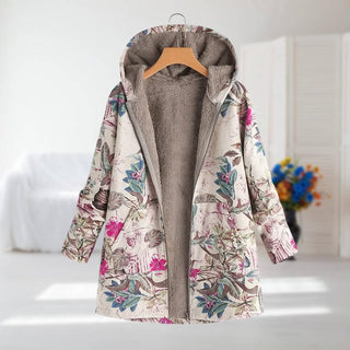 Florélia – Veste Femme Doublée Polaire à Capuche Imprimé Floral