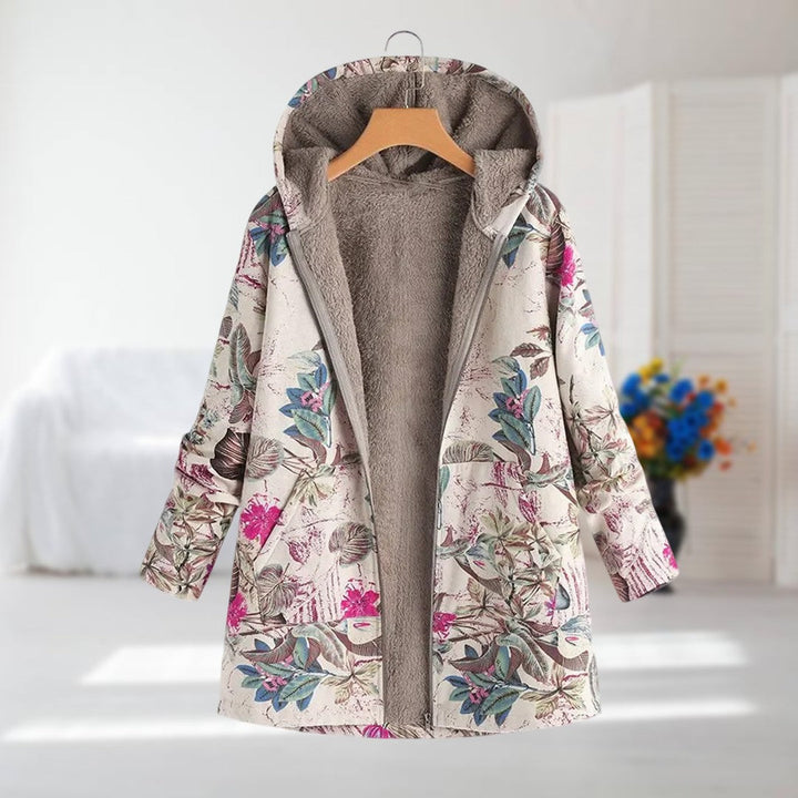 Florélia – Veste Femme Doublée Polaire à Capuche Imprimé Floral