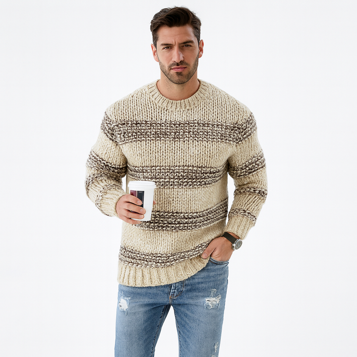Élancé Paris™ – Pull Marinière en Maille Épaisse