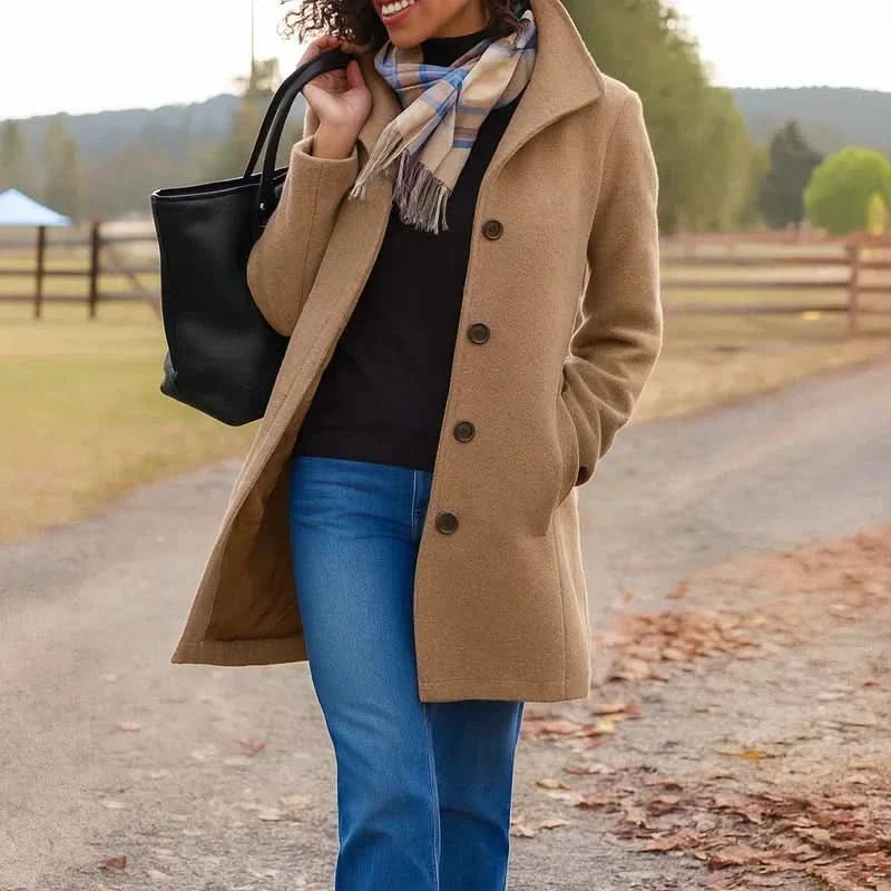 Jill | Manteau classique en laine avec écharpe