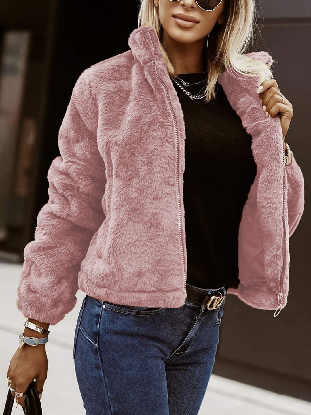 Novélia – Veste Teddy Femme Zippée Style Bomber