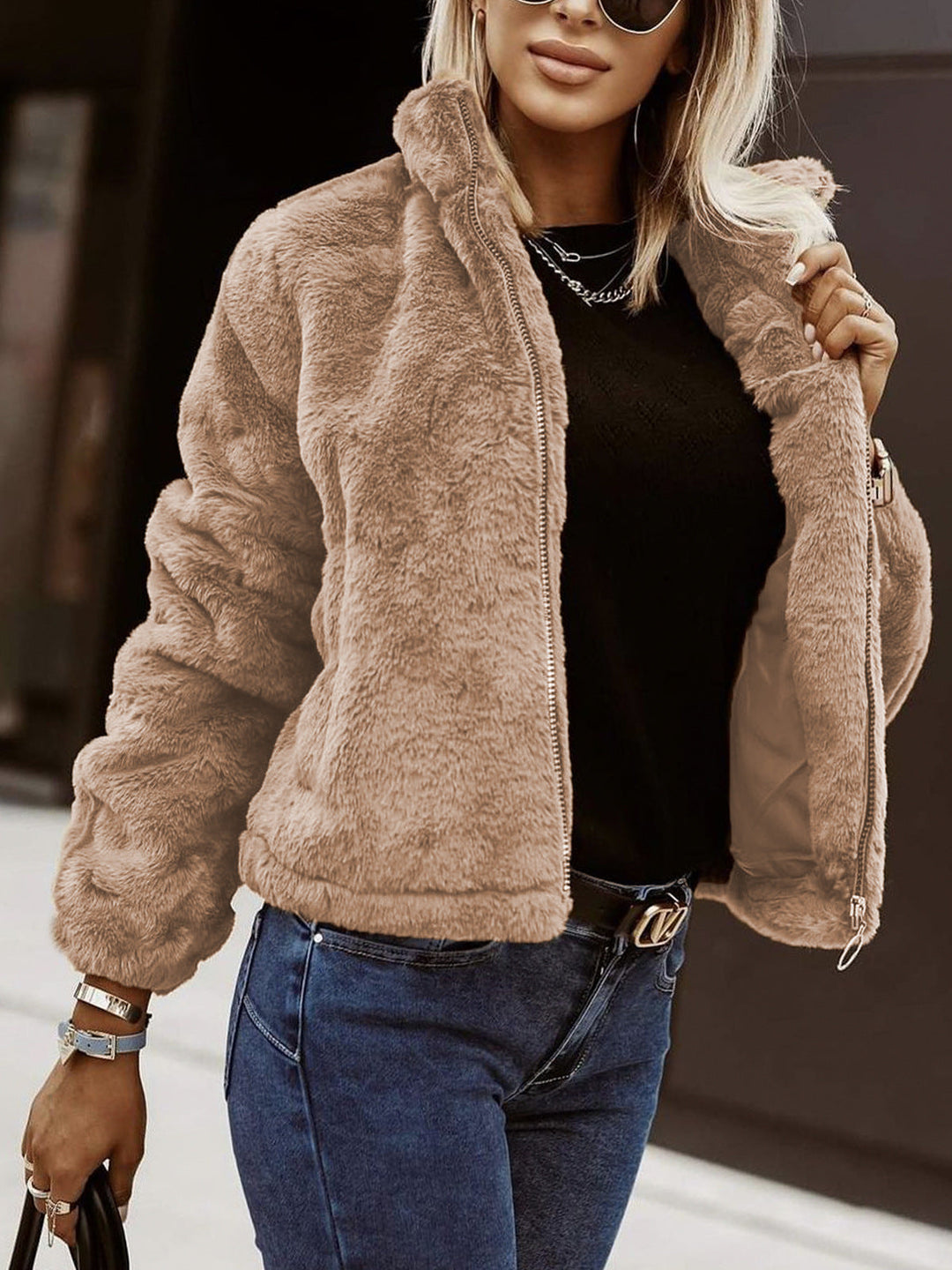 Novélia – Veste Teddy Femme Zippée Style Bomber