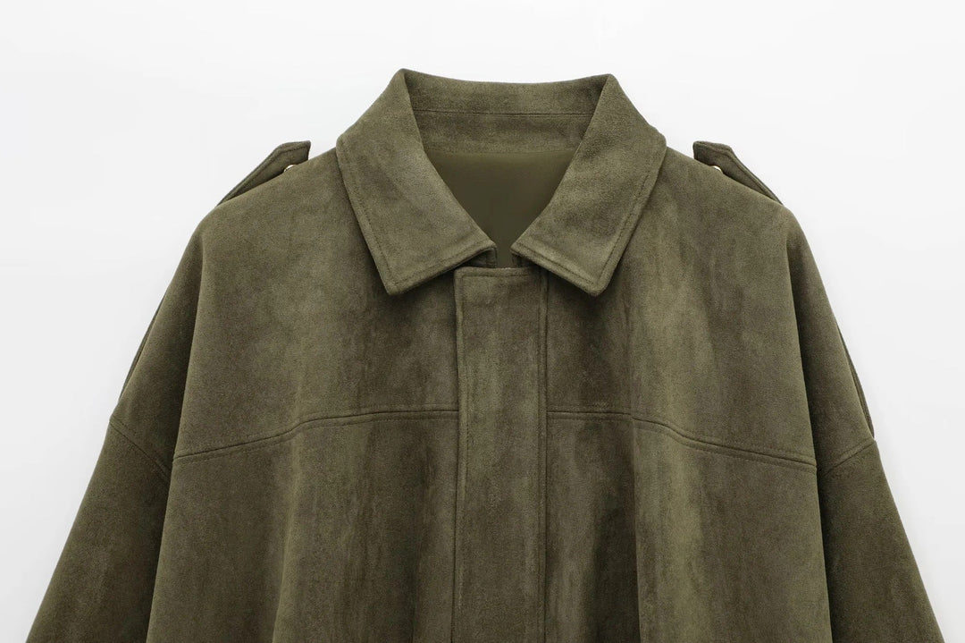 Vaudoré – Veste Femme Oversize Effet Suédé