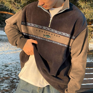 Dorlac – Pull Homme Demi-Zip en Fleece Doux