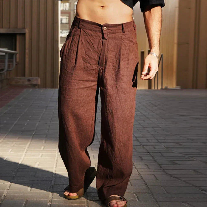 ALVÉRIO – Pantalon en Lin à Jambes Larges