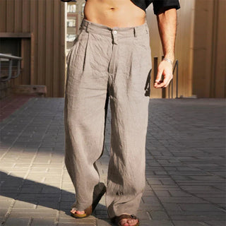 ALVÉRIO – Pantalon en Lin à Jambes Larges