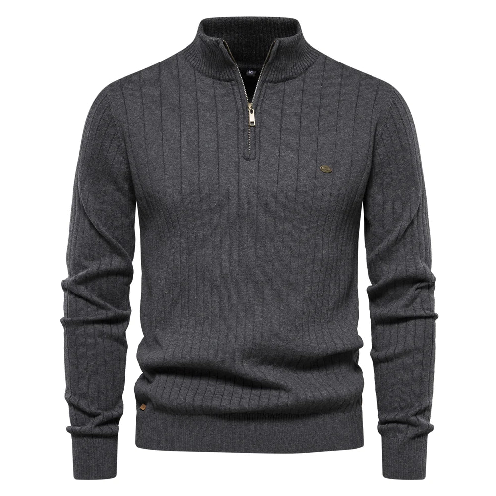Montbréval – Pull Homme Demi-Zip à Col Montant