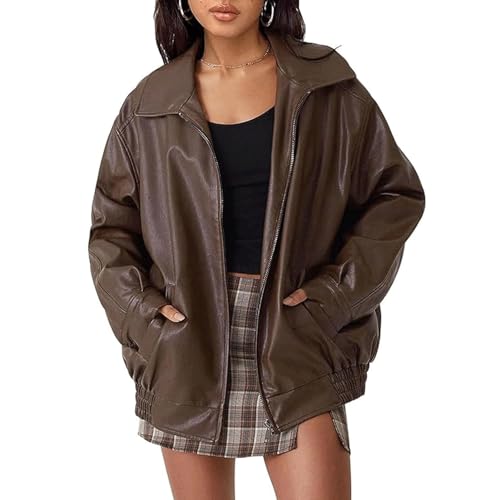 Veloriax – Veste Femme Oversize en Similicuir Style Biker Moderne