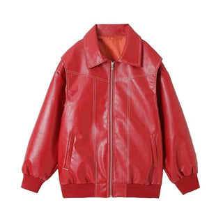 Veloriax – Veste Femme Oversize en Similicuir Style Biker Moderne
