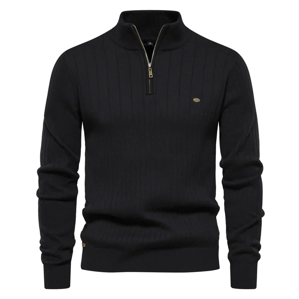 Montbréval – Pull Homme Demi-Zip à Col Montant