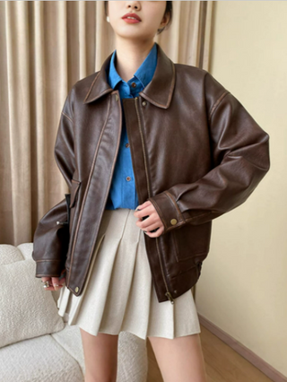 Valoria – Veste Effet Cuir Femme Style Vintage