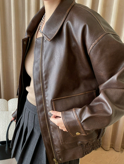 Valoria – Veste Effet Cuir Femme Style Vintage